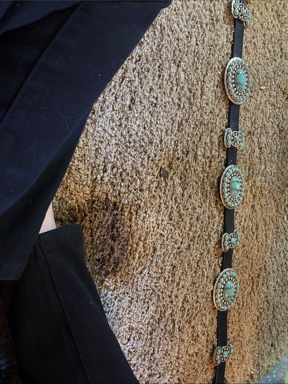 Turquoise Stone Western Belt with Silver-Tone Buckle - Picture 2 of 5